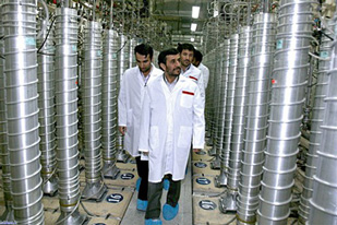 Former Iranian President Mahmoud Ahmadinejad visits the Natanz uranium enrichment facilities
