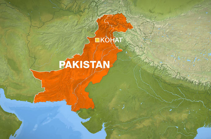Map showing the location of Kohat in northwestern Pakistan