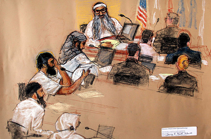 Guantanamo base trial sketch
