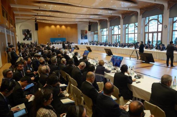 The conference has been the first platform to bring together the regime, the opposition, and their respective international backers [EPA]