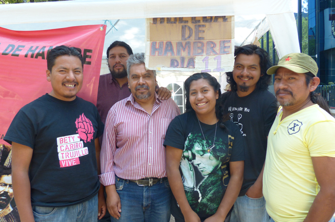 Six people went on a hunger strike to protest the government's inability to investigate the killing of Alberta "Bety" Carino and Jyri Jaakkola [Nina Lakhani/Al Jazeera]