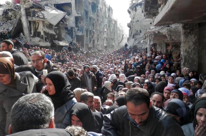 Palestinian refugee camps in Syria have become theatres of war, writes Krahenbuhl [Getty Images]