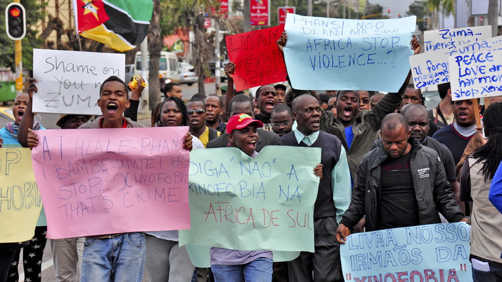 Protest Mozambique xenophobia South Africa