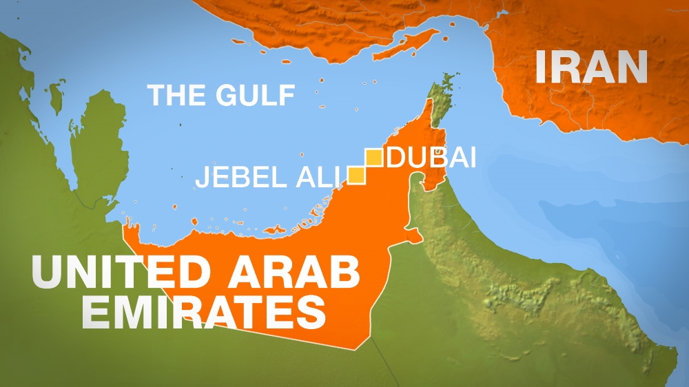 Iran, UAE, Gulf Map