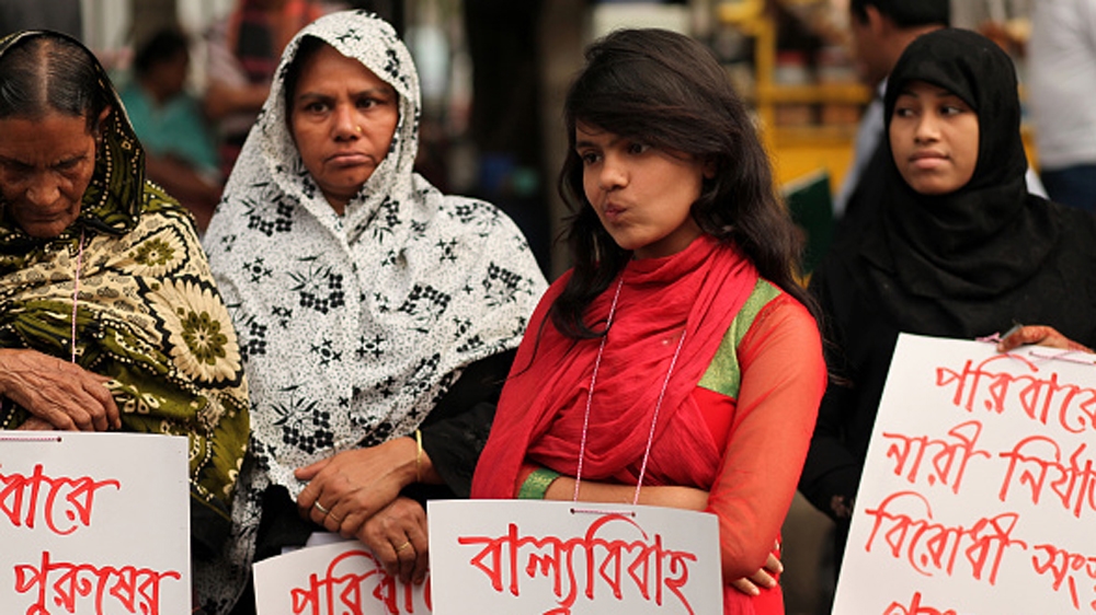 Bangladeshi women protest against child marriage in Dhaka [Getty]