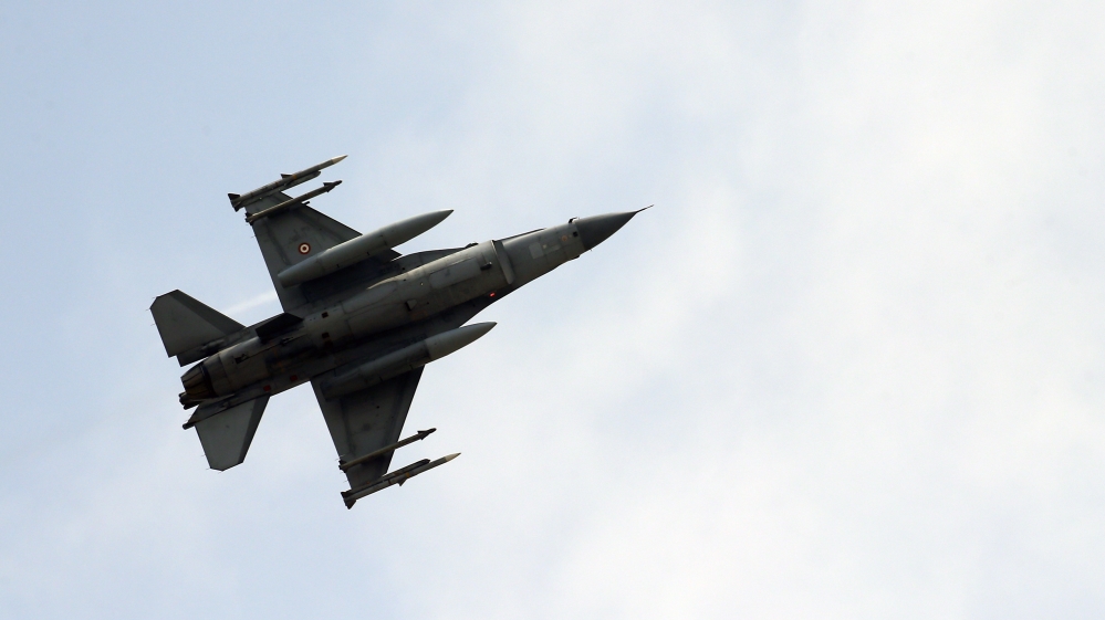 A missile-loaded Turkish Air Force warplane