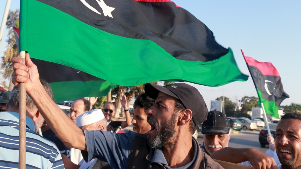 Protest against the U.N. to draft agreement talks headed by the Head of United Nations Support Mission in Libya, Bernardino Leon in Benghazi