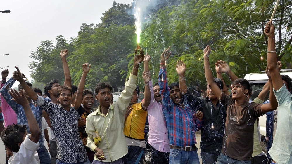 Supporters of Janata Dal (United) and Rashtriya Janata Dal