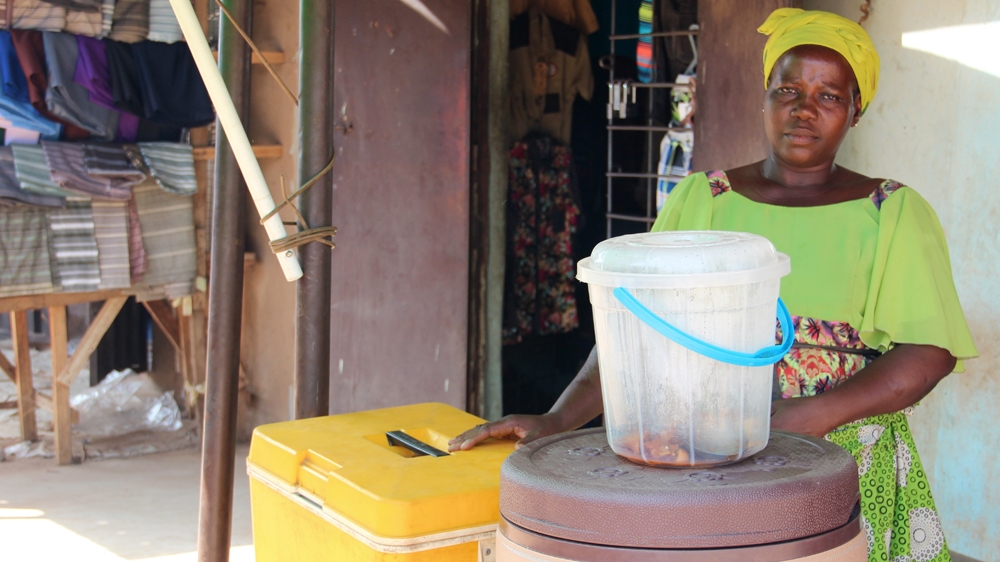 A week after the blast, Mary Michael is the only food seller on the scene. Her colleagues either died or were wounded [Femke van Zeijl/Al Jazeera] 