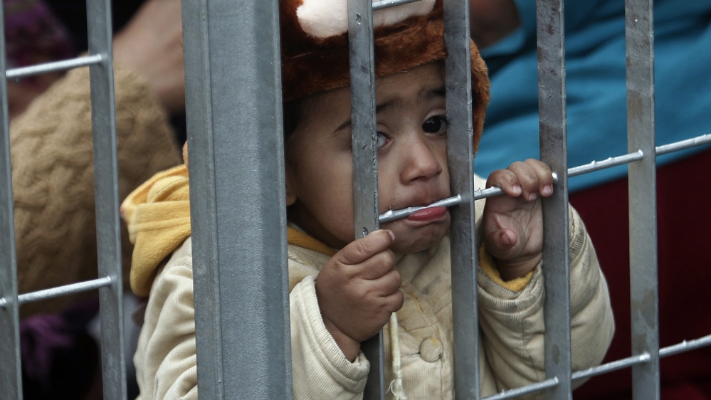 Migrants in central Athens