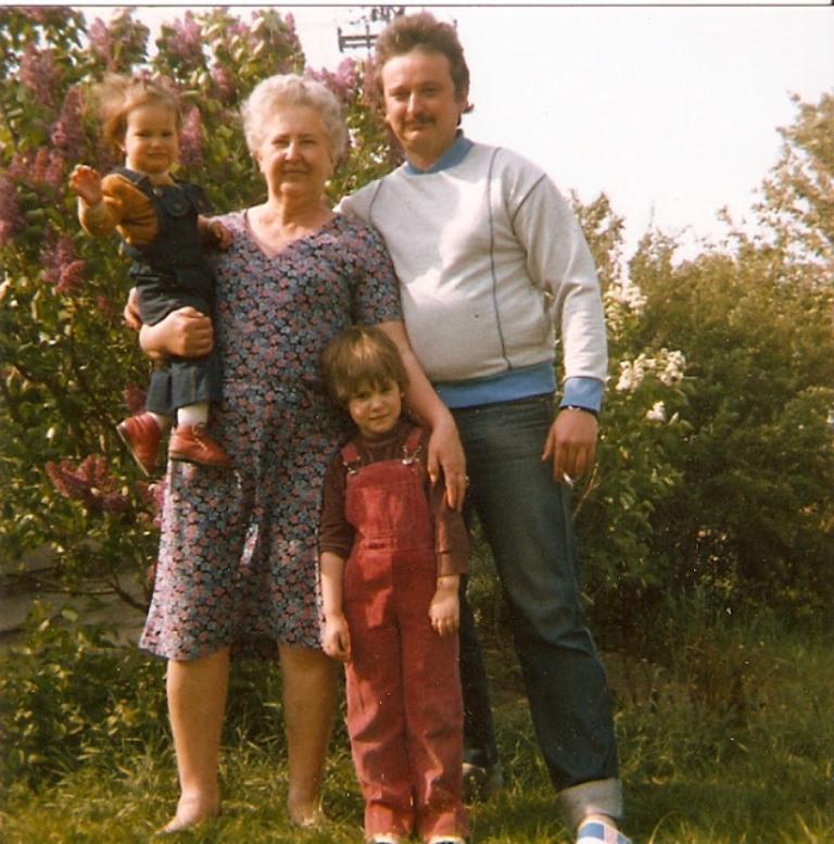 Tina, left, with her grandmother, uncle and sister on a visit to Vojvodina [Tina Smalcelj/Al Jazeera]