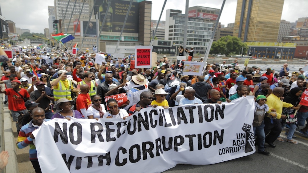 Thousands of people marched against South African President Jacob Zuma on December 16, 2015 [ EPA] 