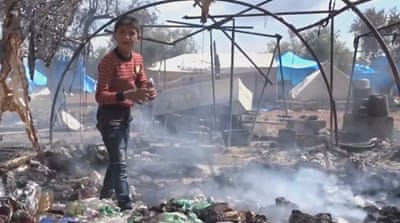 Displaced Syrians fleeing camps near Turkey [Al Jazeera]