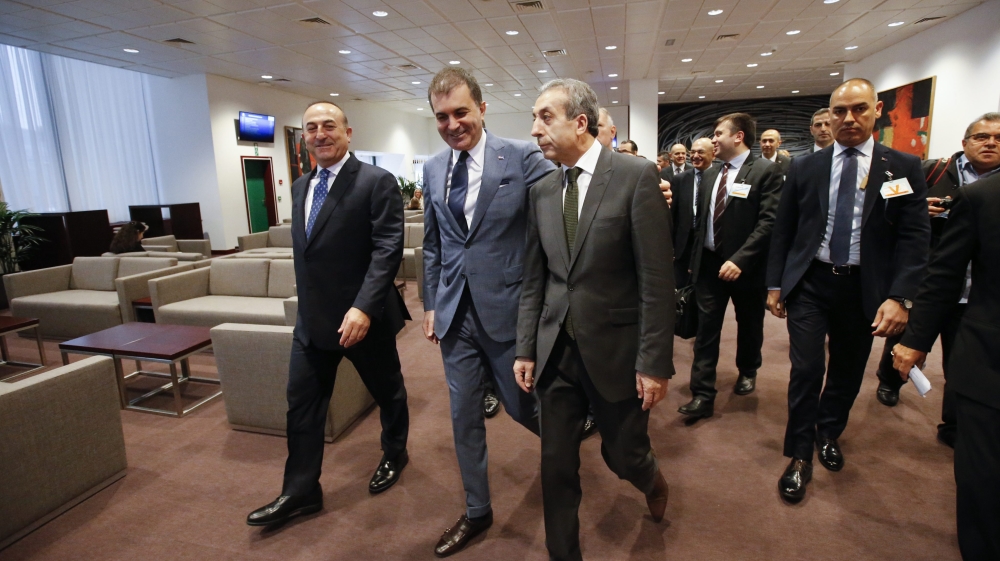 The Turkish delegation led by Foreign Minister Mevlut Cavusoglu arrives at EU / Turkey accession intergovernmental conference in Brussels, Belgium [EPA]