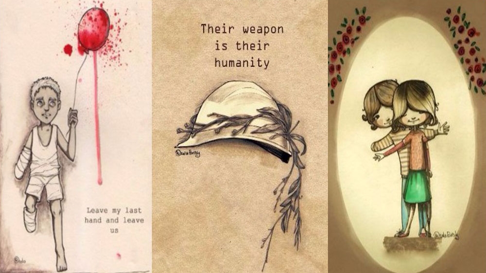 Some examples of the inspirational art by Diala Brisly. [Diala Brisly/Al Jazeera]