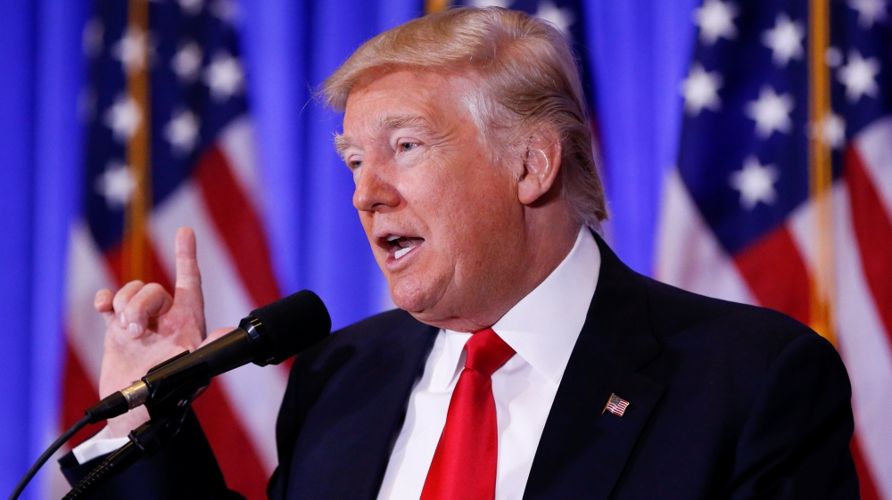U.S. President-elect Donald Trump speaks at a conference in New York