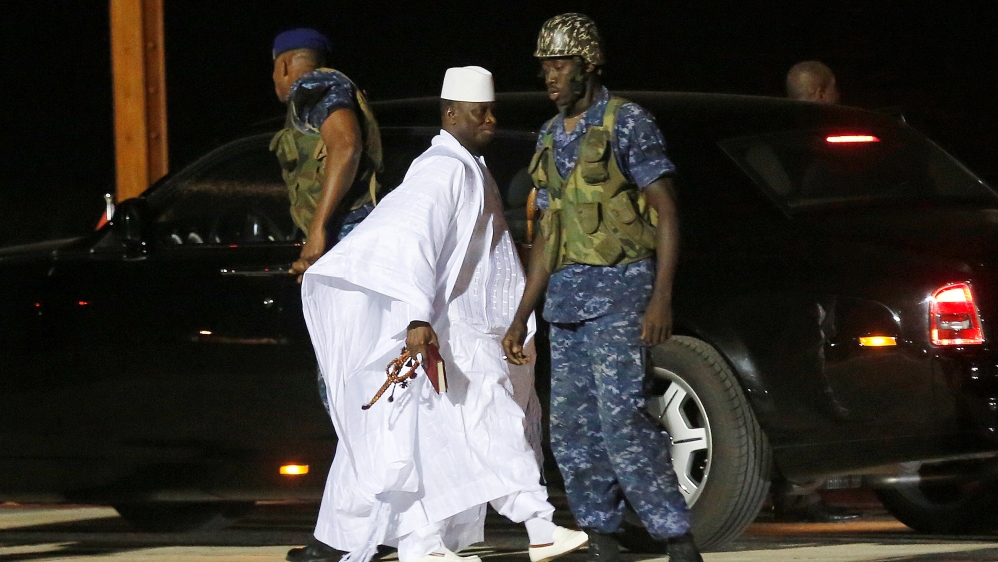 Former Gambian President Yahya Jammeh arrives at the airport before flying into exile from Gambia