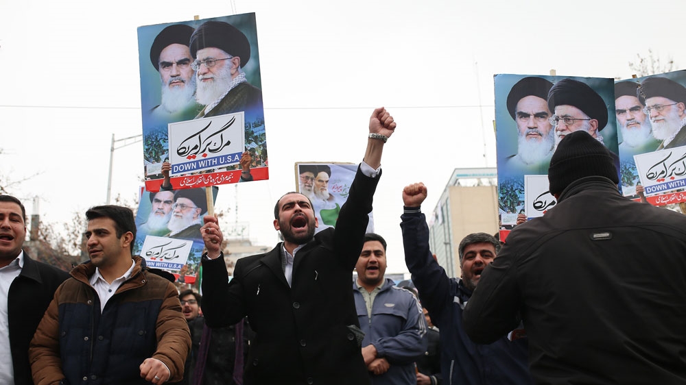 State TV aired footage of the marches across the country, many of them taking place in sub-zero weather [Mohammad Ali Najib/Al Jazeera]