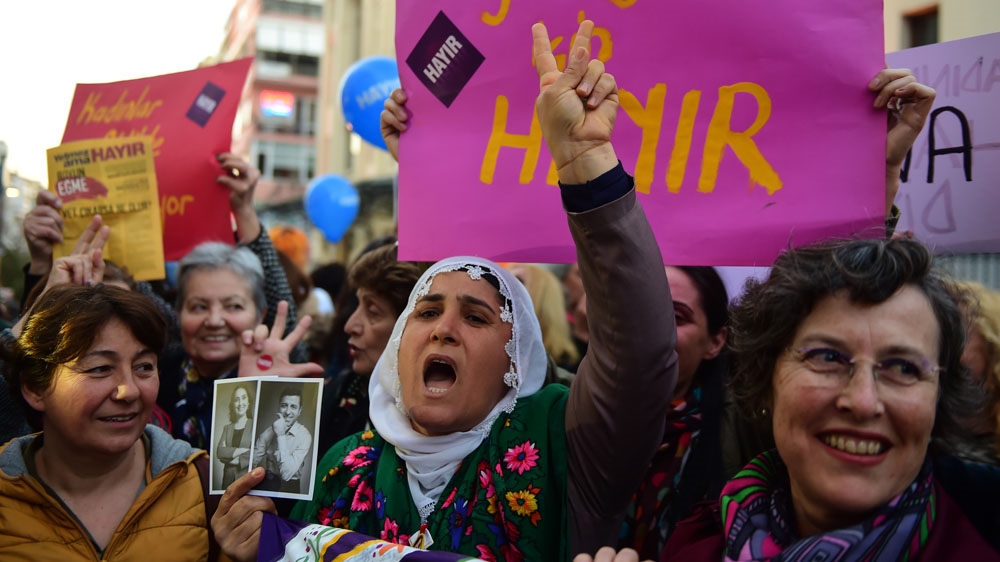 Turkish women march in support of the