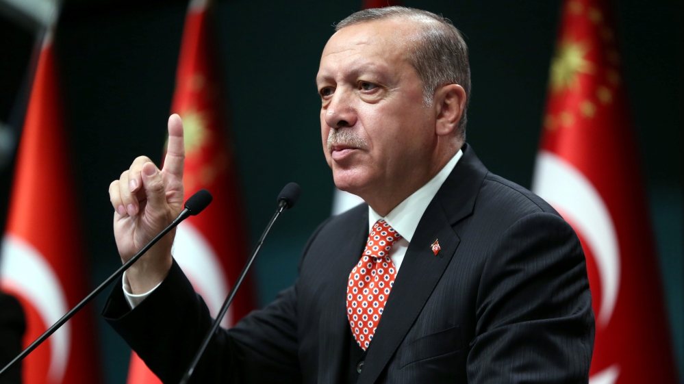 Turkish President Erdogan speaks during a Youth and Sports Day event at the Presidential Palace in Ankara