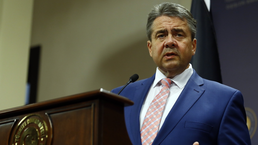German Foreign Minister Gabriel speaks during a news conference in Ankara