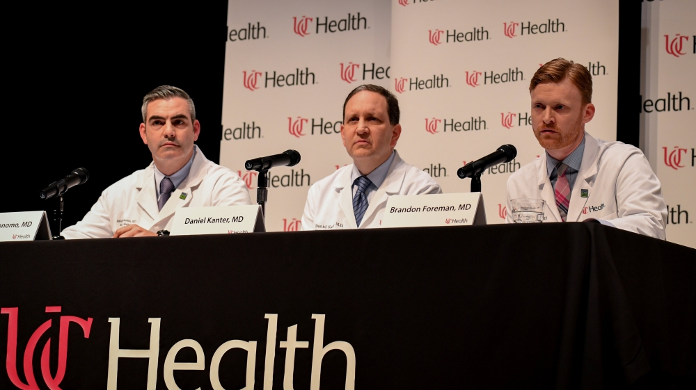 Dr. Jordan Bonomo, a Neurointensivist, Dr. Daniel Kanter, Medical Director of the Neuroscience Intensive Care Unit, and Dr. Brandon Forman, a Neurointensive Care Specialist, field questions about the