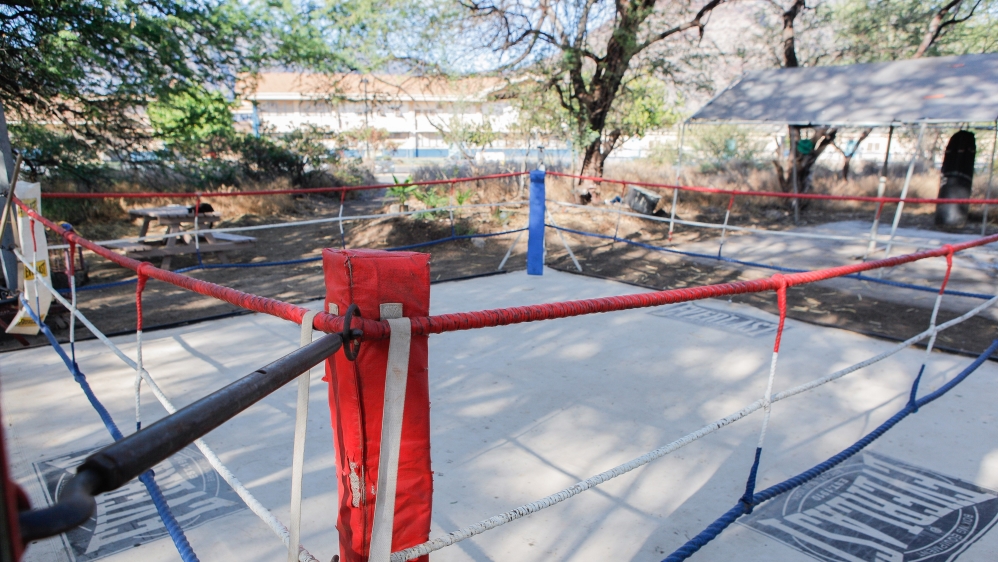 Sometimes the camp uses the boxing ring to mediate conflicts and settle quarrels between residents [Emre Caylak/Al Jazeera]