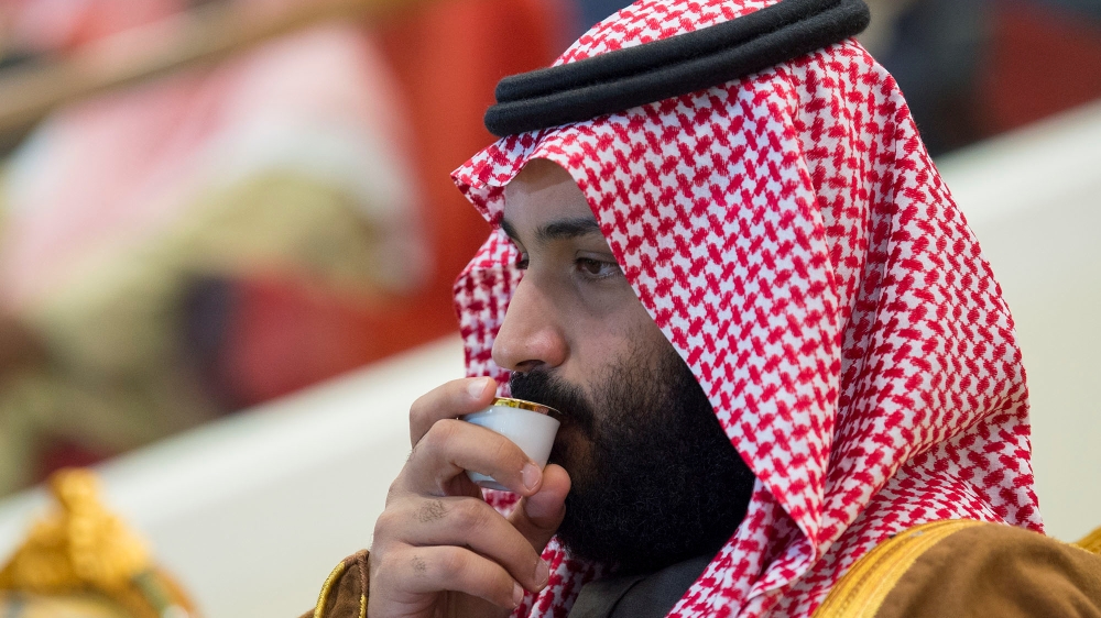 Saudi Arabia''s Crown Prince Mohammed Bin Salman drinks coffee during the Annual Horse Race ceremony, in Riyadh