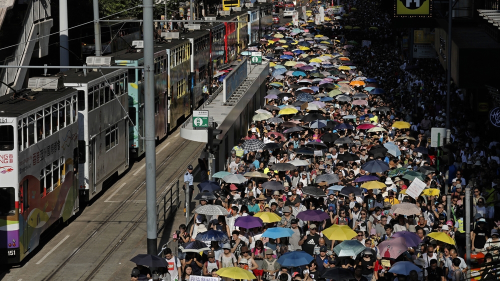 Hong Kong residents have been protesting China’s “meddling” in the city’s freedoms [AP]