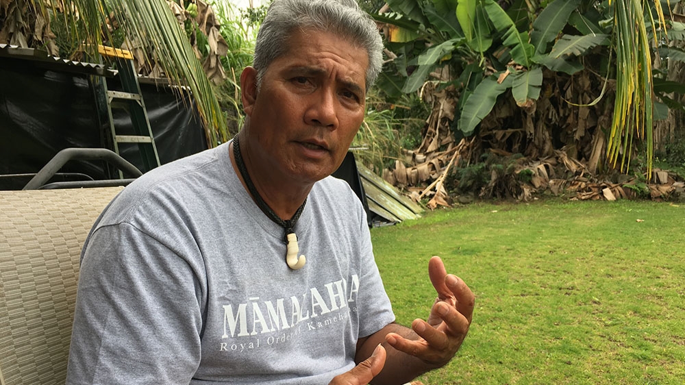 DeLeon is a Native Hawaiian who has been protesting against live-fire testing [Jon Letman/Al Jazeera] 