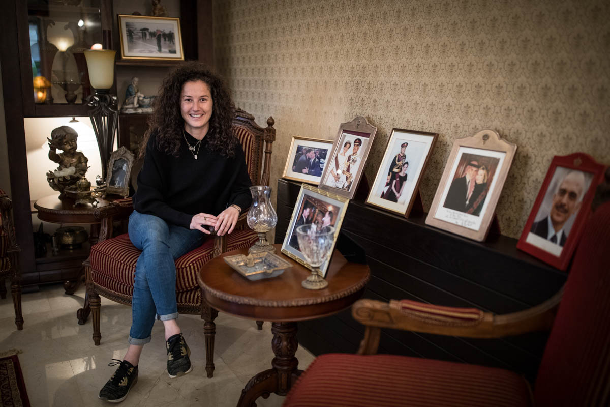 Yasmeen Khair, 30, is one of the first girls playing football in Jordan. She dropped her career as a world class gymnast in order to pursue the sport she loves most. The reception room in her family’s