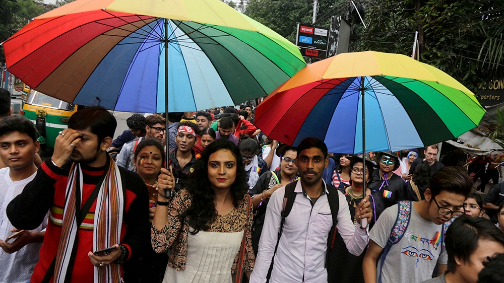 India’s LGBTQ activists participate in a Rainbow Pride Walk in Kolkata in this December 10, 2017 photo