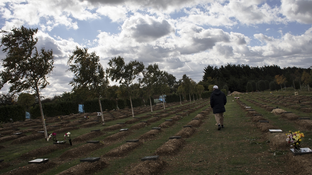 Gardens of Peace Muslim Cemetery: Hainault, where 34 of the 42 Muslim victims of the Grenfell Tower blaze are buried [James Rippingale/Al Jazeera]