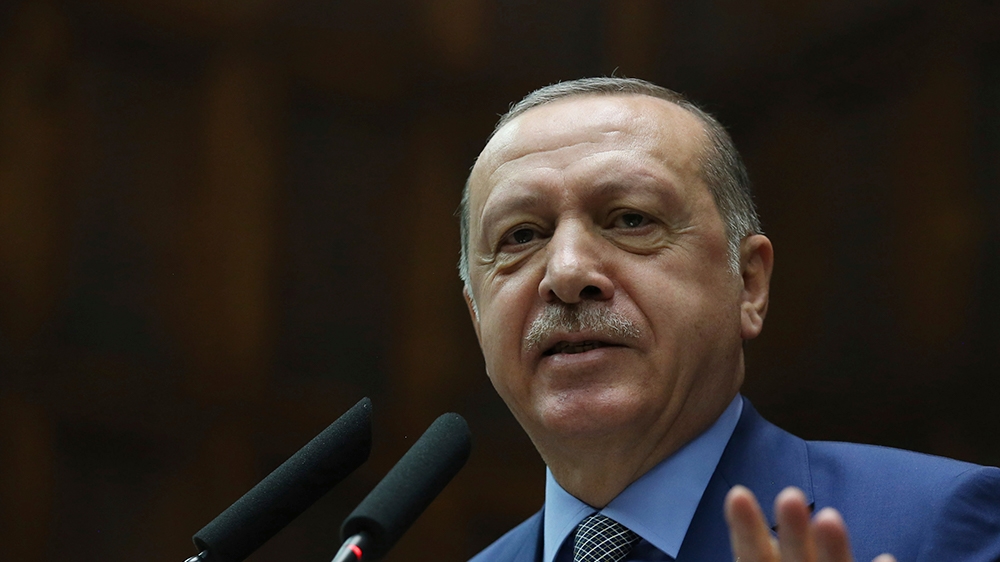 Turkey''s President Recep Tayyip Erdogan addresses supporters at the parliament, in Ankara, Tuesday, Oct. 30, 2018. Erdogan said the Turkish prosecutor repeated to his Saudi counterpart Turkey''s extra