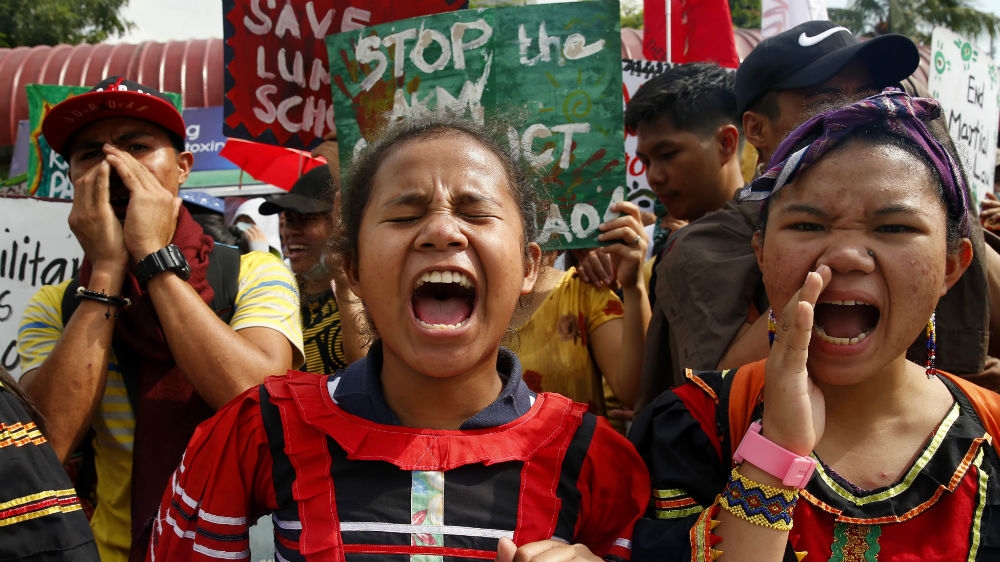 Indigenous people protested in Manila on December 10 to oppose plans to extend martial law in Mindanao.