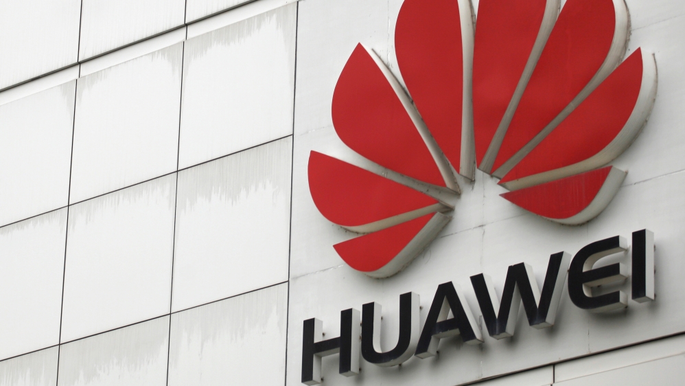 FILE PHOTO: The logo of the Huawei Technologies Co. Ltd. is seen outside its headquarters in Shenzhen, Guangdong province