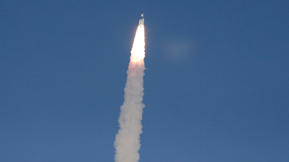 India''s Geosynchronous Satellite Launch Vehicle Mk III carrying GSAT-29 communication satellite lifts off from the Satish Dhawan Space Centre in Sriharikota