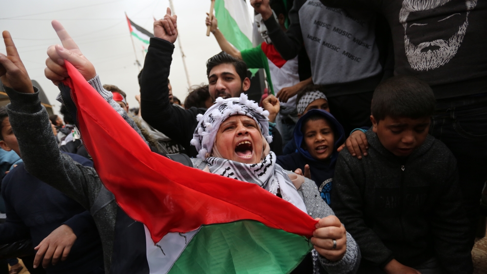 More than 70 years after the Nakba (catastrophe), protesters gather to attend ‘Great March of Return’ and ‘Palestinian Land Day’ demonstrations at the Israel-Gaza border in eastern Khan Younis, Gaza on March 30, 2019