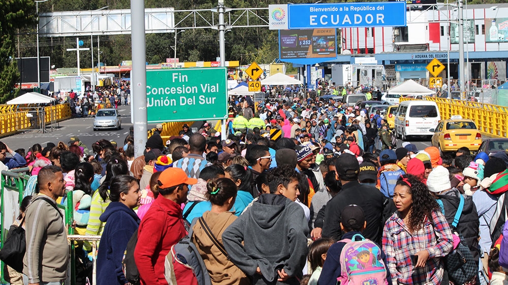 Thousands of Venezuelans raced to the Colombian-Ecuadoran border before a Monday deadline for new visa requirements in Ecuador