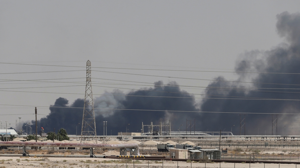Smoke is seen following a fire at Aramco facility in the eastern city of Abqaiq, Saudi Arabia [Reuters]