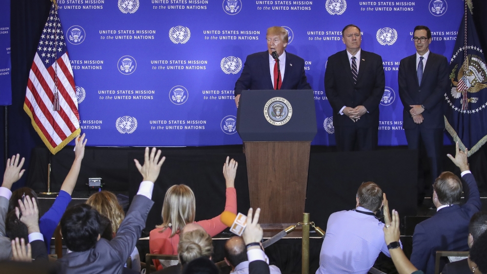 Hours before Rouhani’s speech, the United States announced more sanctions against Iran
