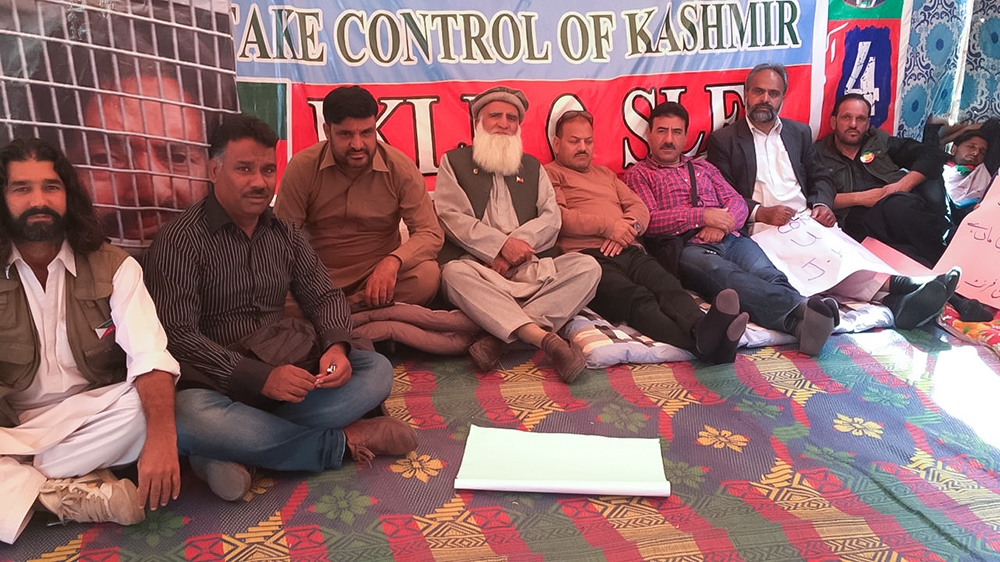 JKLF members protesting against India’s revocation of Kashmir’s special status near the LoC