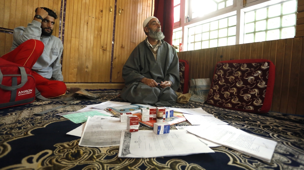 Parvez’s father displays the bag of clothes and medicines that he had taken to Uttar Pradesh where jail authorities denied him a meeting with his son booked under Public Safety Act