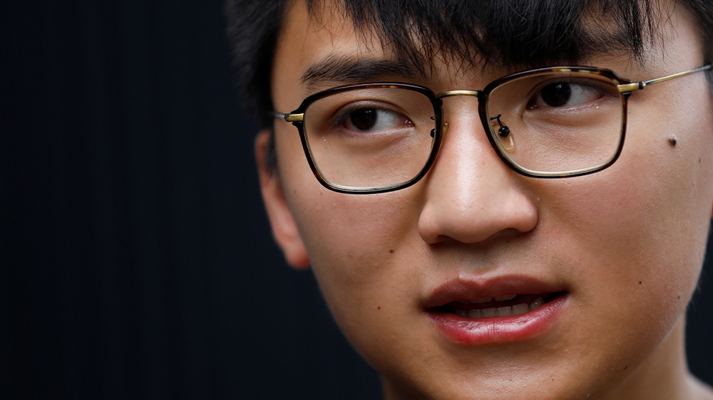 Isaac Cheng, vice chairman of Demosisto, a pro-democracy party in Hong Kong, speaks after the arrest of the pro-democracy activist Joshua Wong, in Hong Kong, China.