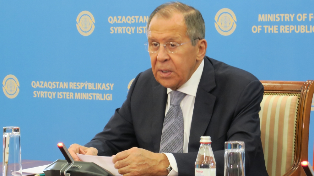 Russia’s Minister of Foreign Affairs, Sergey Lavrov speaks during a joint press conference held with his Kazakhstan counterpart, Mukhtar Tleuberdi (not seen) in the capital Nur Sultan [Anadolu Agency]