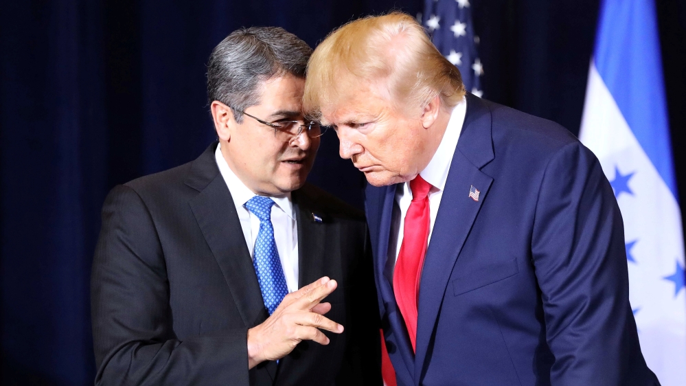 Hernandez met US President Donald Trump in September in New York to discuss the issue of migrants from Latin America [Presidency of Honduras via Reuters]