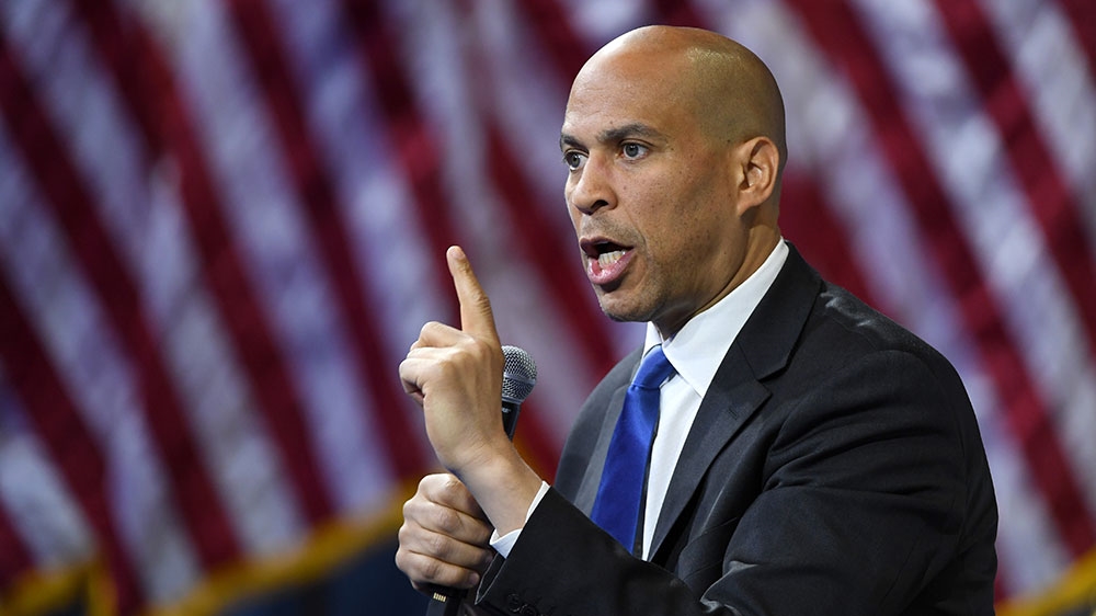 Democratic presidential candidate and US Senator Cory Booker speaks during the 2020 Gun Safety Forum hosted by gun control activist groups Giffords and March for Our Lives
