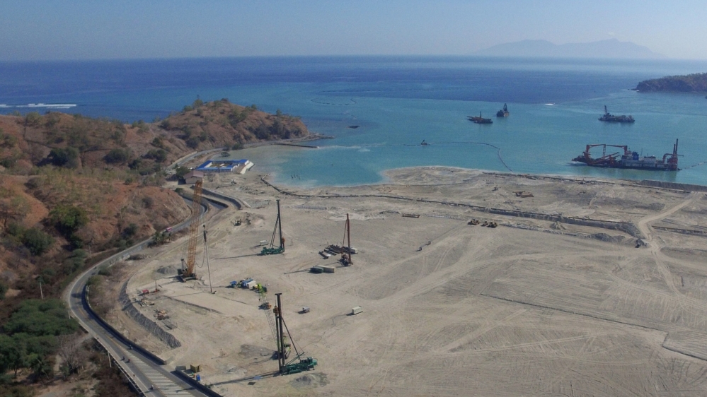 The Tibar Bay Port, being built by China Harbour Engineering Co is seen here, one of many concrete symbols of China’s growing influence in funding infrastructure in the Pacific