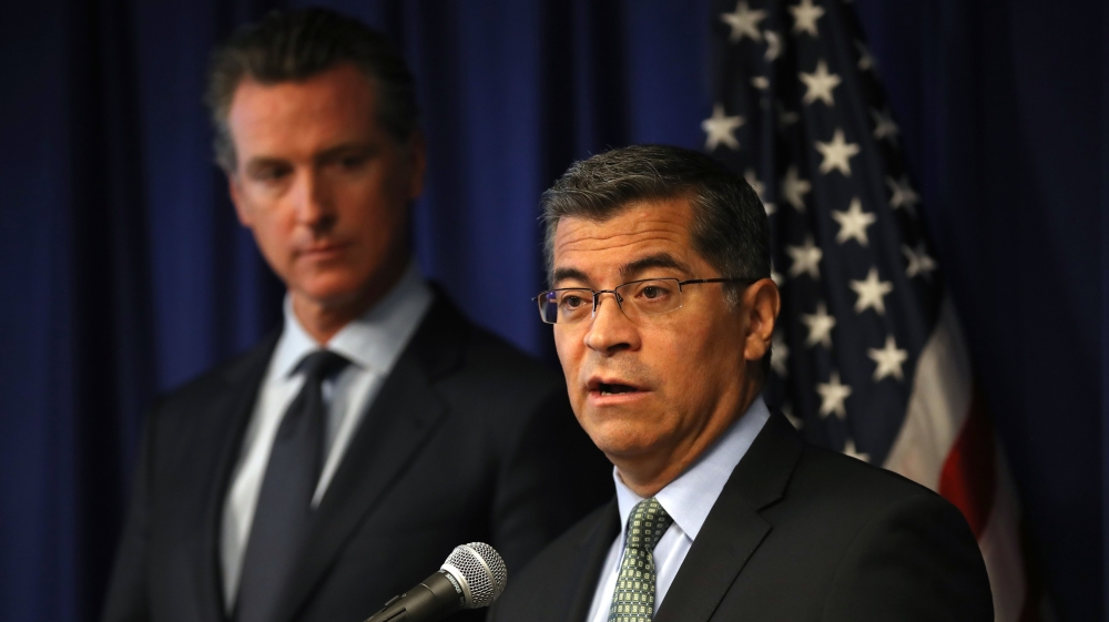 California Gov. Newsom And CA Attorney Gen. Becerra Hold News Conference Responding To Trump Revoking State''s Emissions Waiver