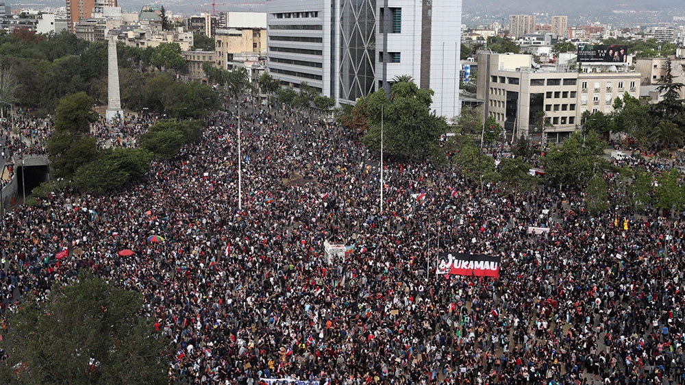 Demonstrators protest against Chile’s government in Santiago, Chile